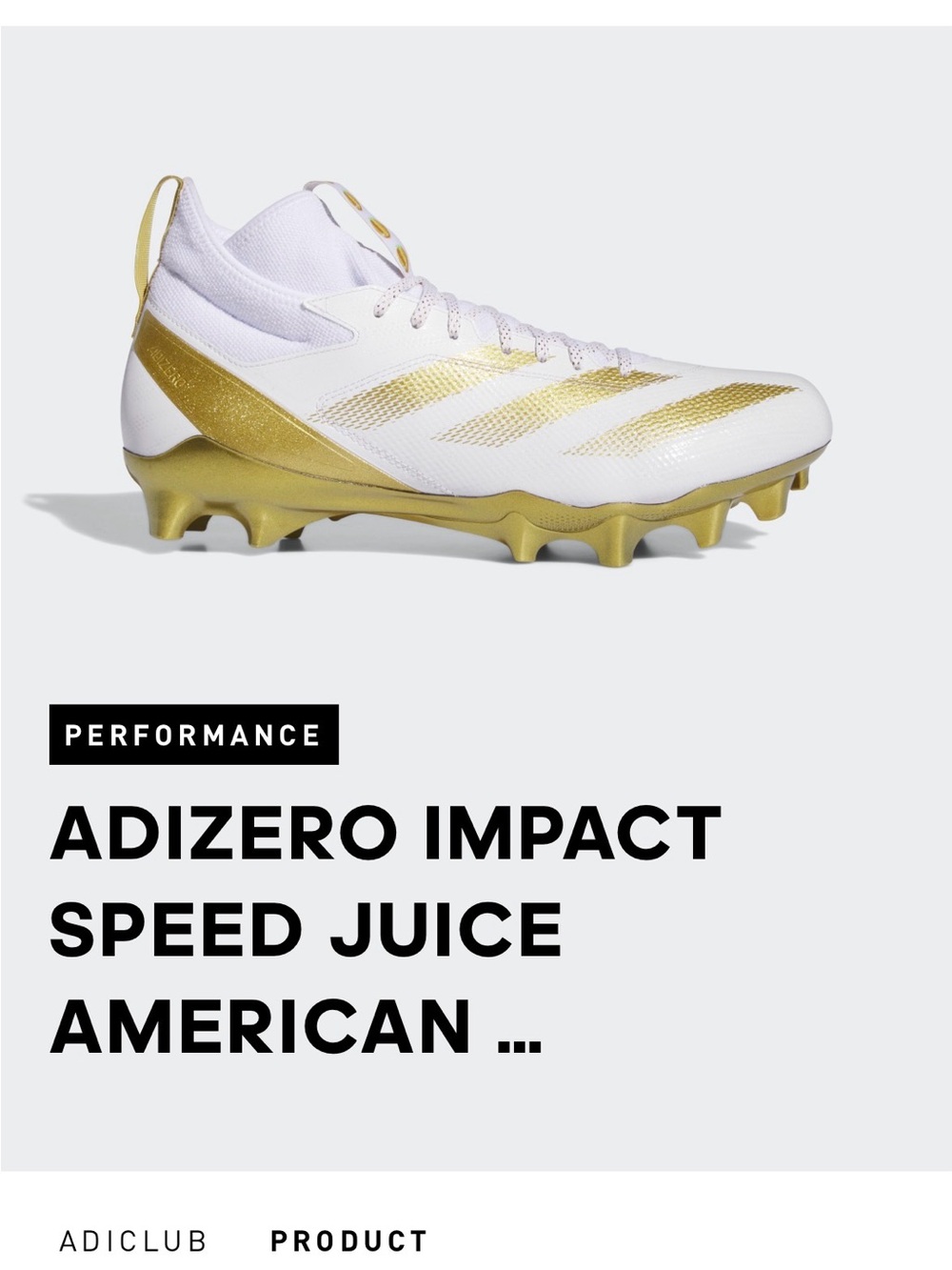 adidas Adizero Impact Speed Juice Football Cleats - White/Gold
